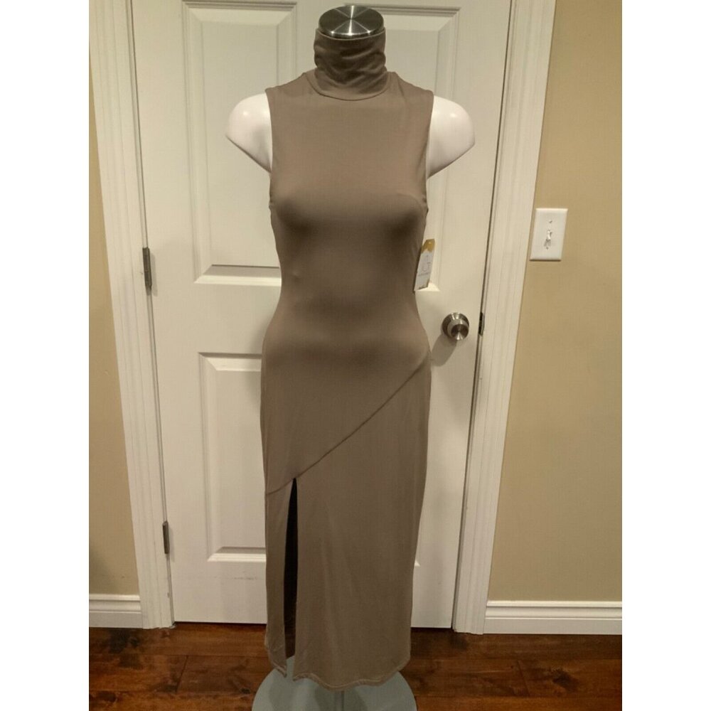 Good American Light Brown High Neck Sleeveless Maxi Dress, Size Small (1)